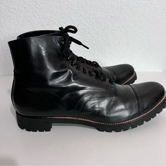 Stacy Adams Madison Cap Toe Black Leather Lace Boots Size 13 - Picture 4 of 15